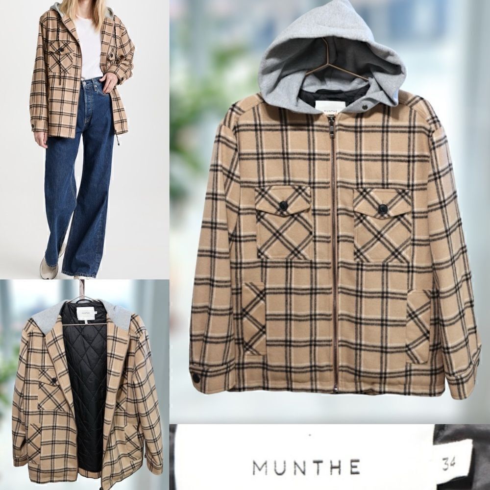 🔥🔥 Munthe READING JACKET OUTERWEAR Coat Insulated flannel Shacket Size 34